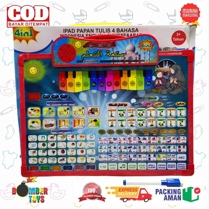 Mainan Anak Ipad Papan Tulis 4 Bahasa Learning Language