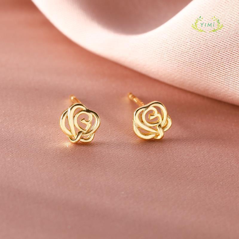 [antop] Anting Elegan Prancis925 Perak Anting Mawar Indah Wanita Anting Musim Panas