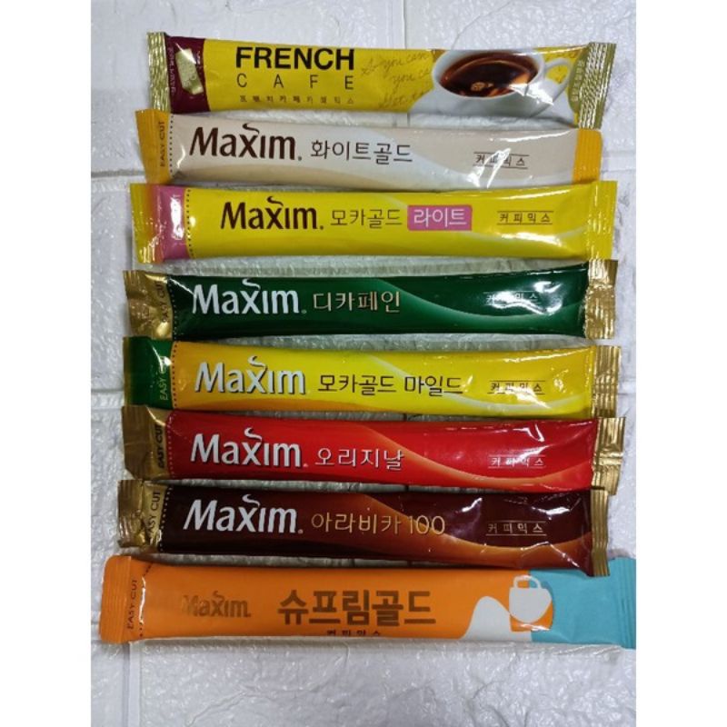 

Nodiet-Maxim Coffee Korea Original / White Gold / Mocha Gold / Korea Supreme / Arabica Coffee / French Coffee / Mocha Lite / Caramel / Cappucino Vanila / Cappucino Hazelnut