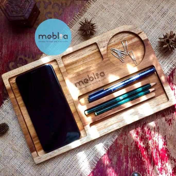 

Bobbie Teak Wood Desk Organizer Tempat Pensil Alat Tulis Kayu Jati