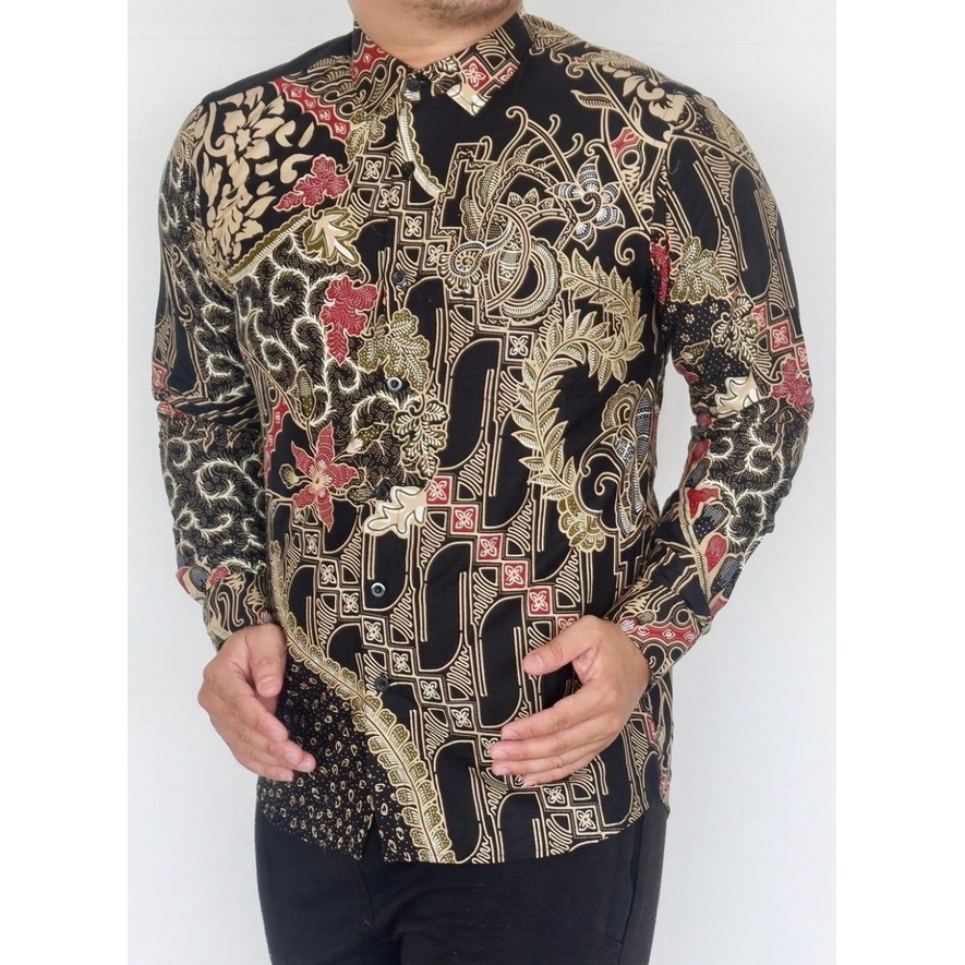 Baju Batik Pria Slimfit Kemeja Lengan Panjang Hem Slim Fit LBL 2080