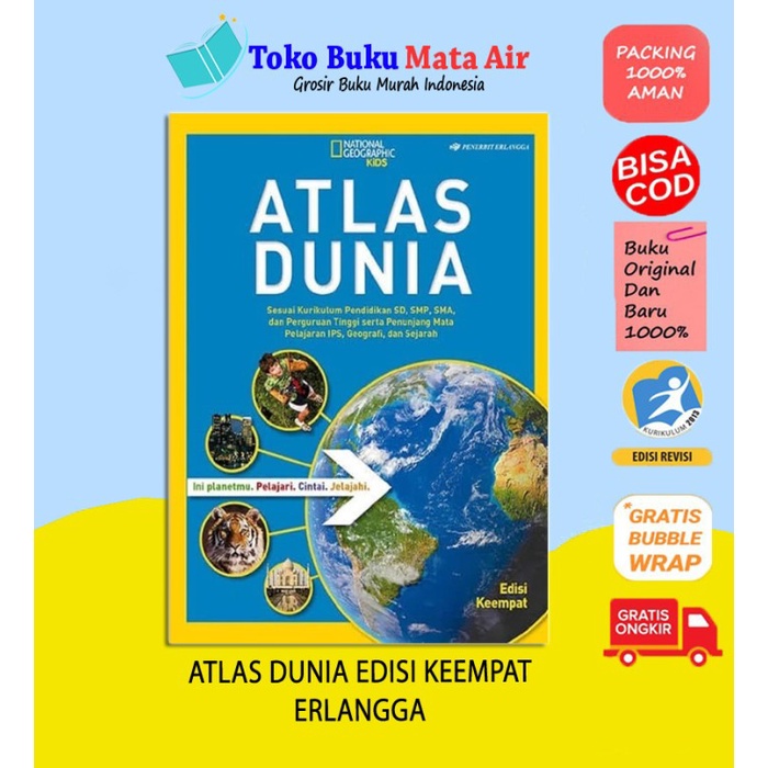 Flash Sale Best Seller Original Atlas Dunia Edisi Keempat Ng Kids Erlangga Terbaru