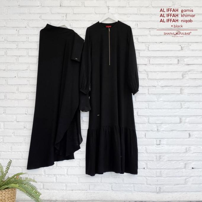 AL IFFAH Jetblack - Gamis & Khimar Jetblack - Shafa Jilbab #ayranashwa