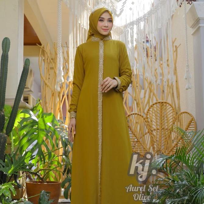 gamis pesta khadijah mode Aurel set hijab Sampai Jumbo