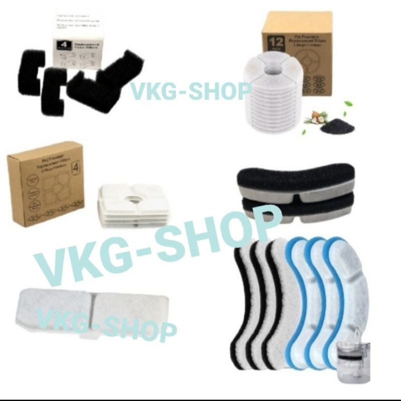 Refill Filter Pet Water Fountain Tempat Air Minum Kucing Anjing - Bulat - Kotak - Lengkung Biru - Le