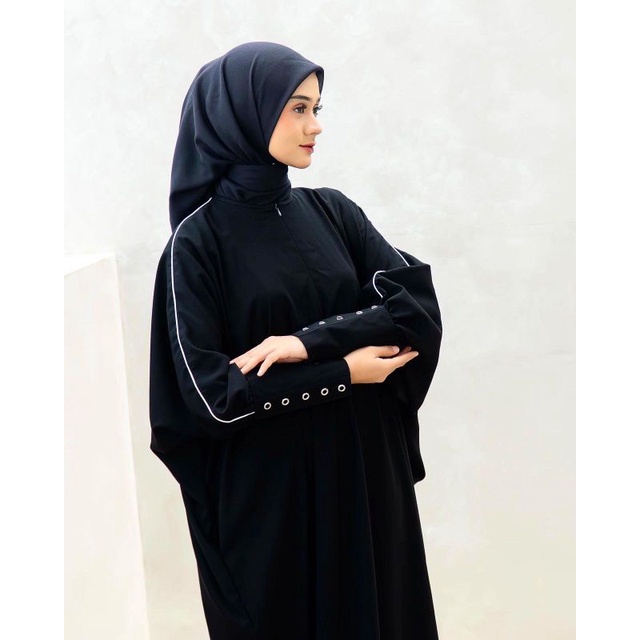 Jemeema - Alexandra Abaya Hitam Umrah Dress Wanita Muslim Busui