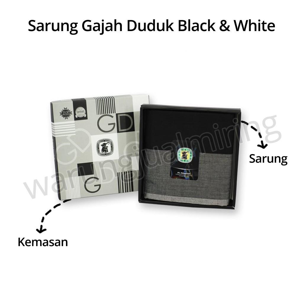 Sarung GAJAH DUDUK Black & White - Hitam Putih Kain Tenun Sholat Shalat Pesantren Santri Muslim Dewa
