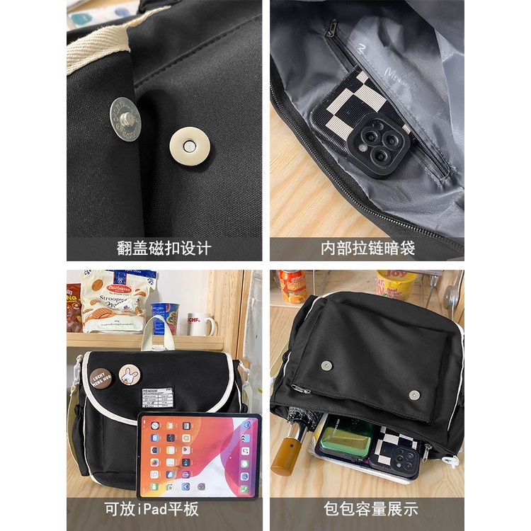 ⊙Sera  Toko Ransel Messenger Tas Wanita Mahasiswa Kelas Ransel Jepang Kampus College Angin Portable Bahu Penggunaan Ganda Tas