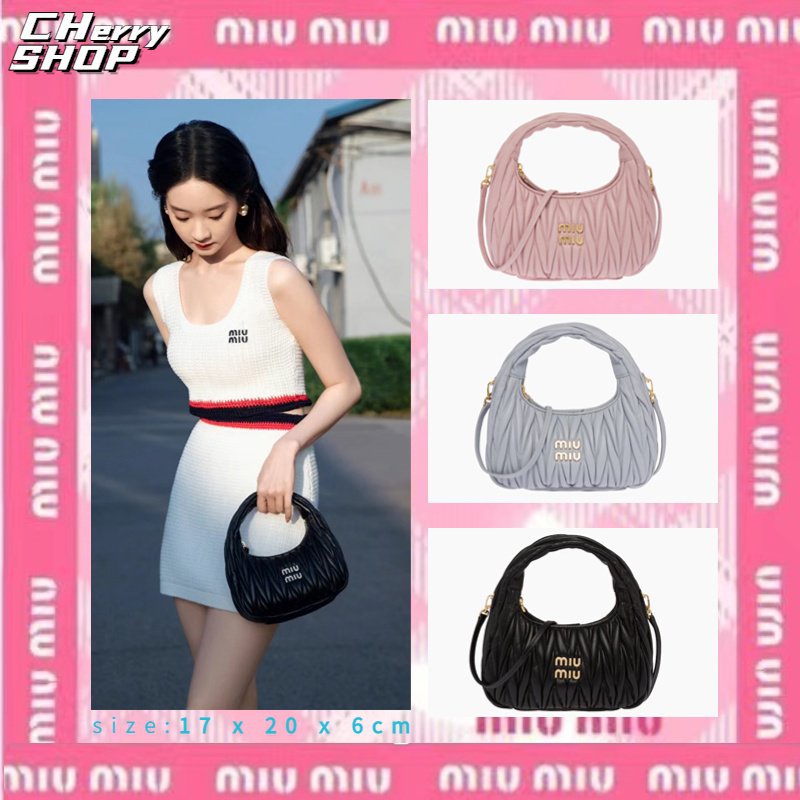 100% authentic✨MIUMIU  Miu Wander Matelassé Nappa Hobo Bag Top-handle Bags