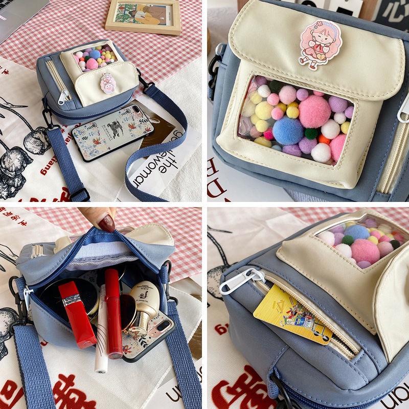 ஐ●❣Sera  Tas Baru Wanita Gaya Kuliah Jepang Lucu Lembut Gadis Siswa Tas Bahu Sastra Segar Sederhana Messenger Bag