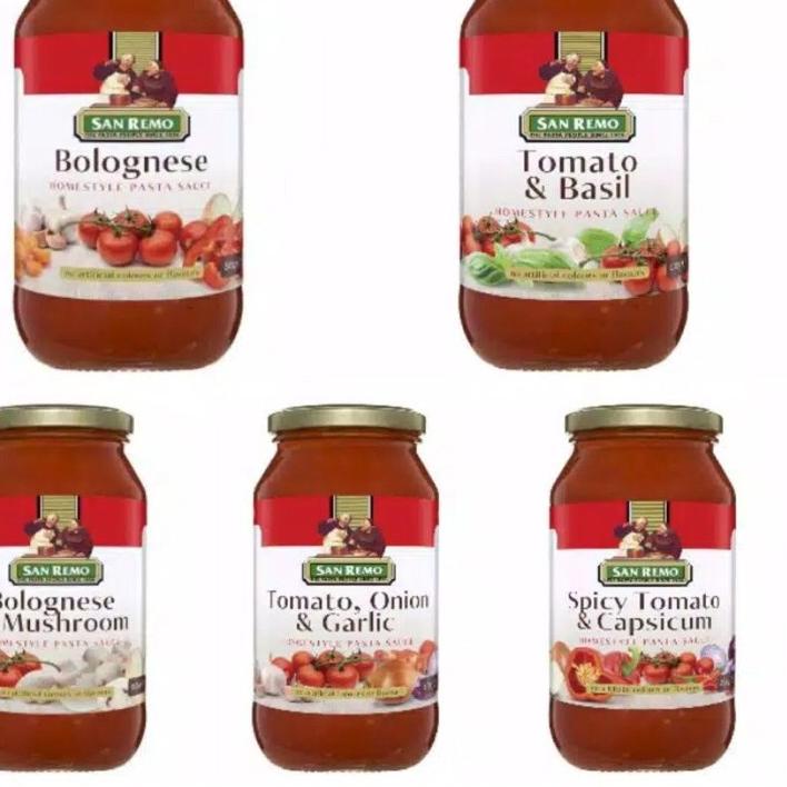 

PROMO✔️✔️SAN REMO PASTA SAUCE SPICY TOMATO&BASIL / SAUCE BOLOGNESE / SAUS BOLOGNESE&MUSHROOM 500gr