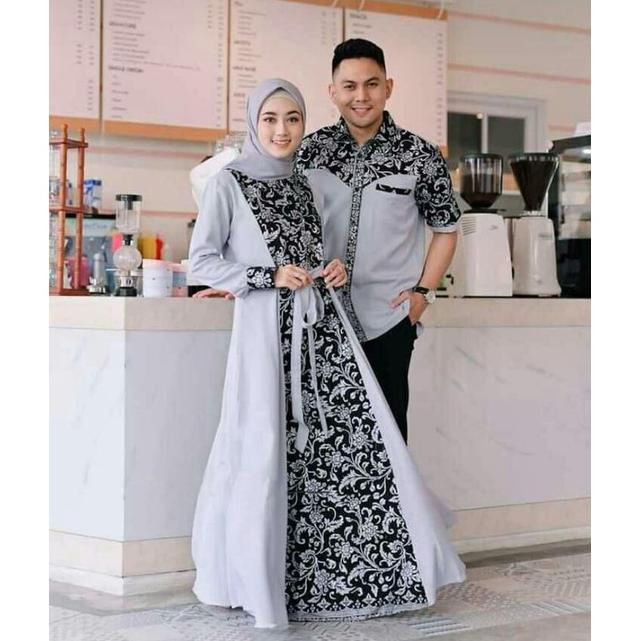 PROMO dress gamis couple baju couple pasangan gaun pesta muslimah batik couple modern baju pesta wan