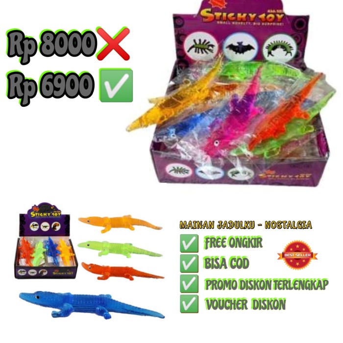 Mainan Buaya Banting Jumbo Melar Warna Warni