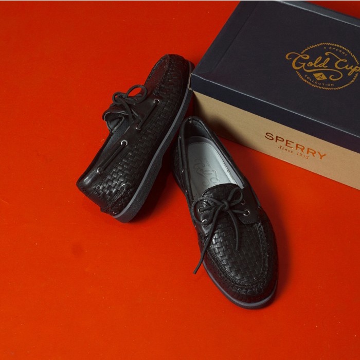 Terlaris Sperry Gold Cup A/0 Woven Black Original 100%