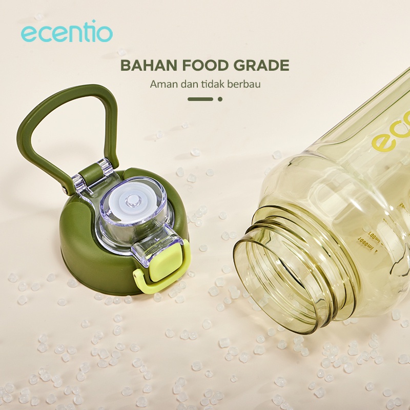 ecentio botol minum Silicone sekolah 1000ml botol tas serut portable/ tumbler minum aesthetic Olahraga 1000ml PC