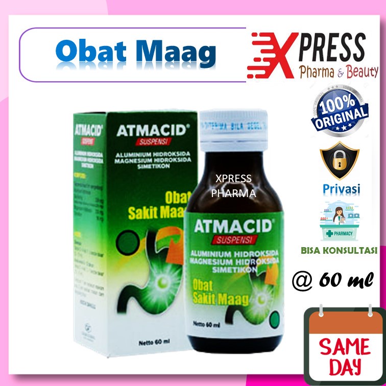 XPRESS  Atmacid SIRUP obat Maag Mag Sakit Lambung / Kembung Antasida Botol Suspensi Atmasid Atmacit 
