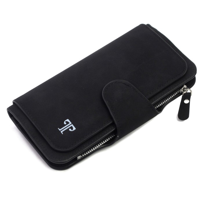 dompet Dompet Pria Wanita Troy Maulo Bahan Kulit Model Panjang - Hitam(A6E8) kekinian dompet pria ke