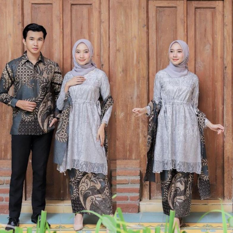BATIK COUPLE KEBAYA TUNANGAN MODERN BRUKAT TERBARU 2021 PASANGAN KEBAYA TUNIK MECA KAPEL LAMARAN WIS