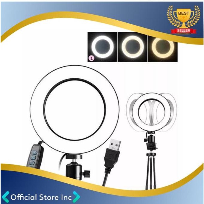 Lampu Led Halo Ring + Tripod Mini Lighting Foto Produk Vlog