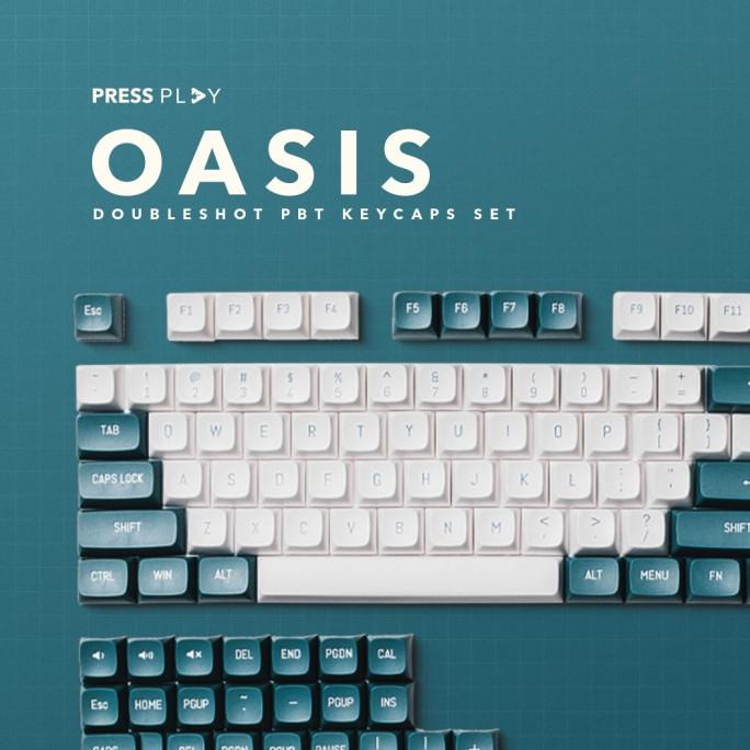 OASIS Green-White CSA Profile Doubleshot PBT Keycaps