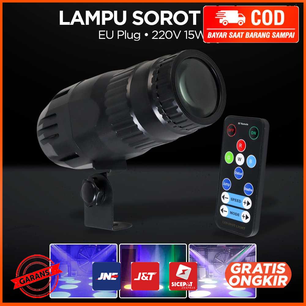 Lampu Sorot LED RGB Spotlight EU Plug 220V 15W 15RGBW