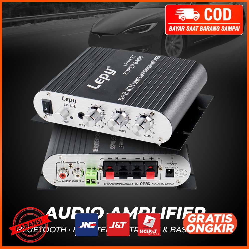 Audio Amplifier Bluetooth HiFi Stereo Treble Bass Booster LP-838BT