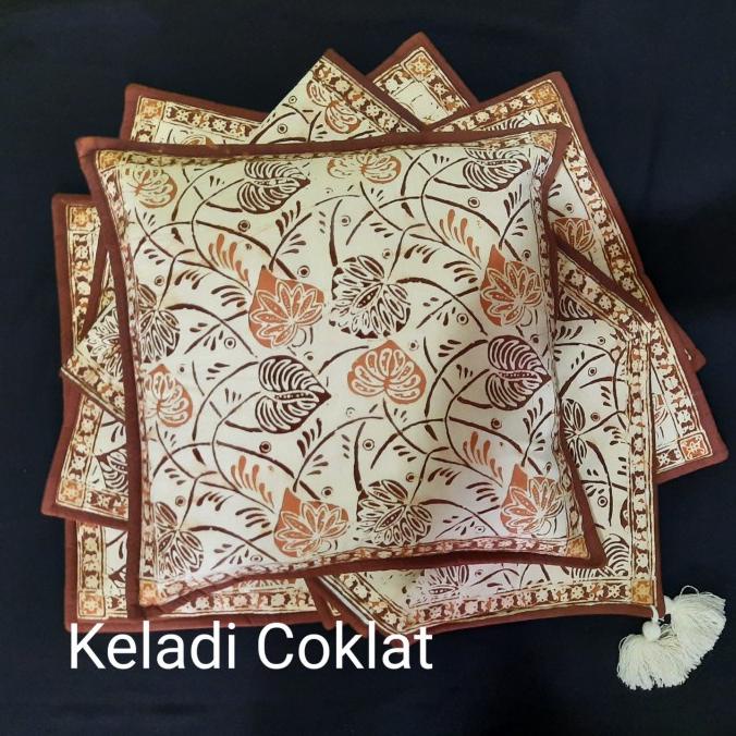 Sarung Bantal Kursi Sofa Set Batik Risang Coklat