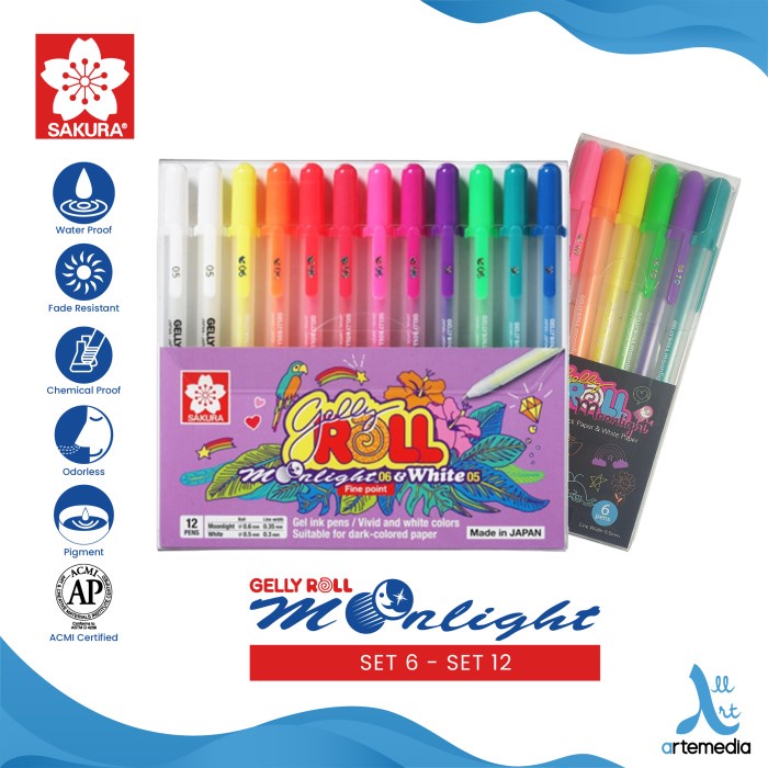 

TERLARIS Pulpen Warna Sakura Gelly Roll Moonlight Color Set Gel Pen Bolpen /ALAT TULIS