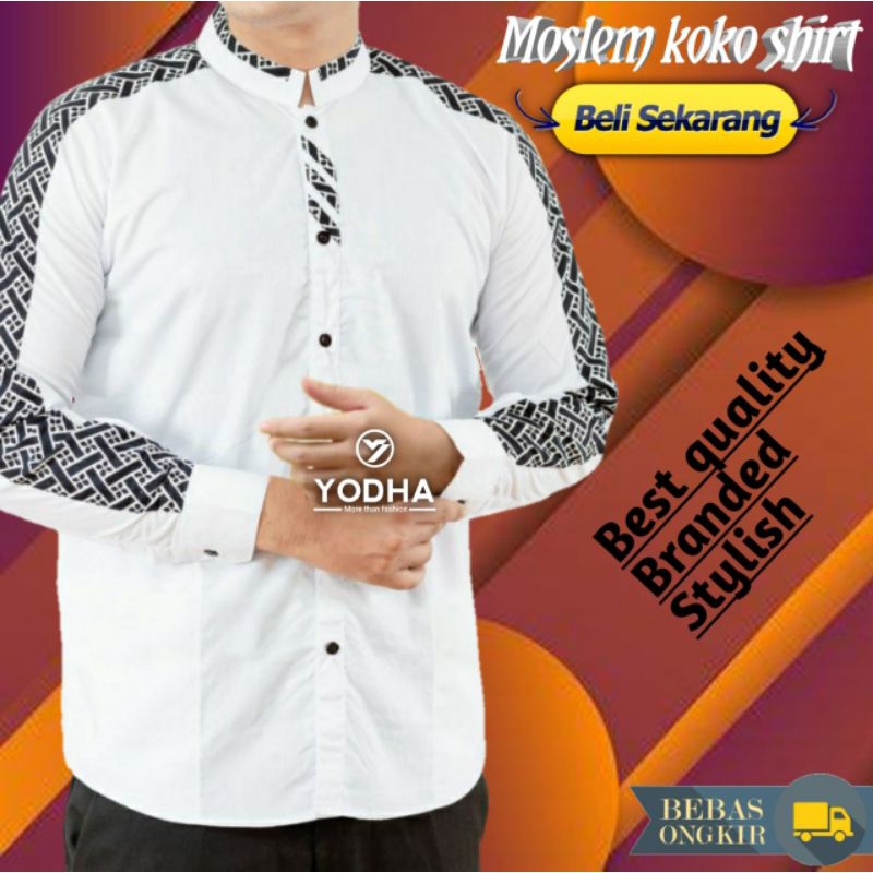 BAJU KOKO HADROH KERAH SHANGHAI LENGAN PANJANG PRIA KEMEJA KOKO BASIC KATUN SANTRI PONDOK
