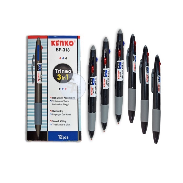 

TERMURAH KENKO Ball Pen Pena 318 3 warna Dalam 1 Pulpen di Jual Per Lusin /ALAT TULIS AESTHETIC/ALAT