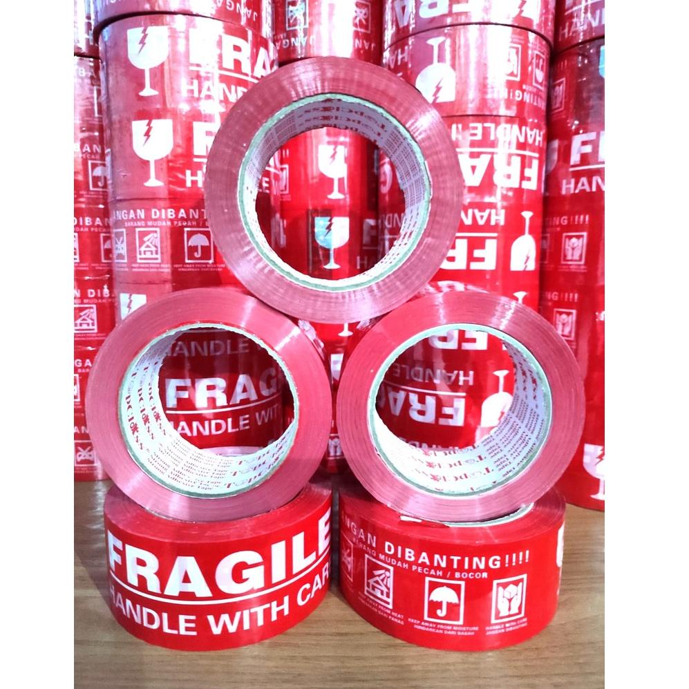 

9Y8045 LAKBAN FRAGILE MERAH 100 METER FULL x 48 MM BEST SELLER TERLARIS SUPER TEBAL 83