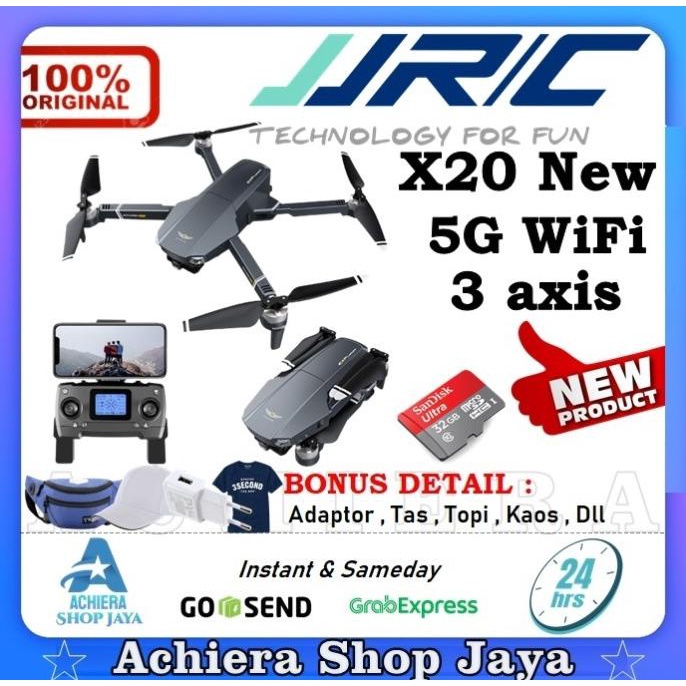 Drone JJRC X20 MAX Anti Nabrak 6K IMX Camera 3-Axis Gimbal GPS 5G