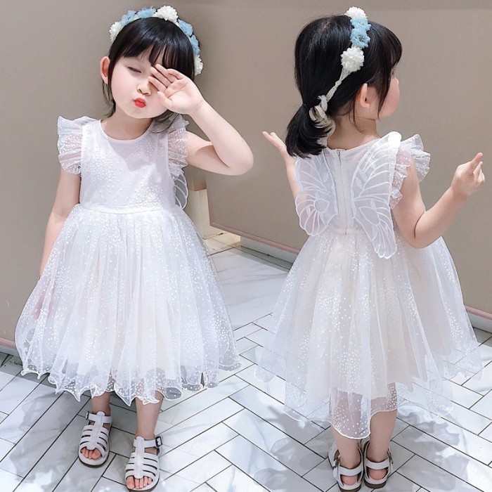 Baju Dress Gaun Anak Perempuan Acakids 2-4 Tahun Putih
