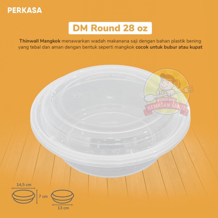 Thinwall Bulat DM 840 ml / Food Container 28oz Round / Mangkok Plastik