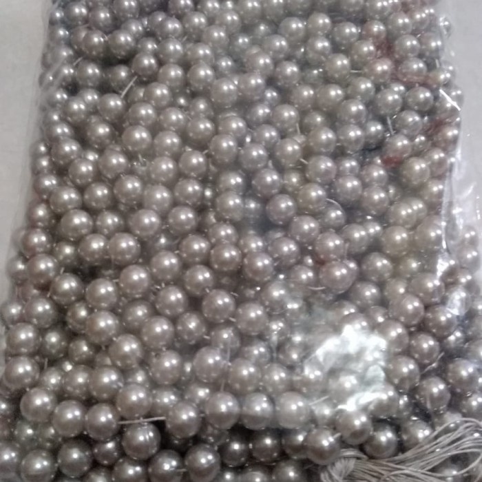 Terlaris Mote Mutiara Abu Muda /Silver 10Mm/1Pon