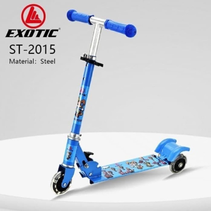 Scooter skuter anak murah Exotic ST-2015 - Biru (Z1Q5) High Quality Manual Genjot Promo Eletrik Impo