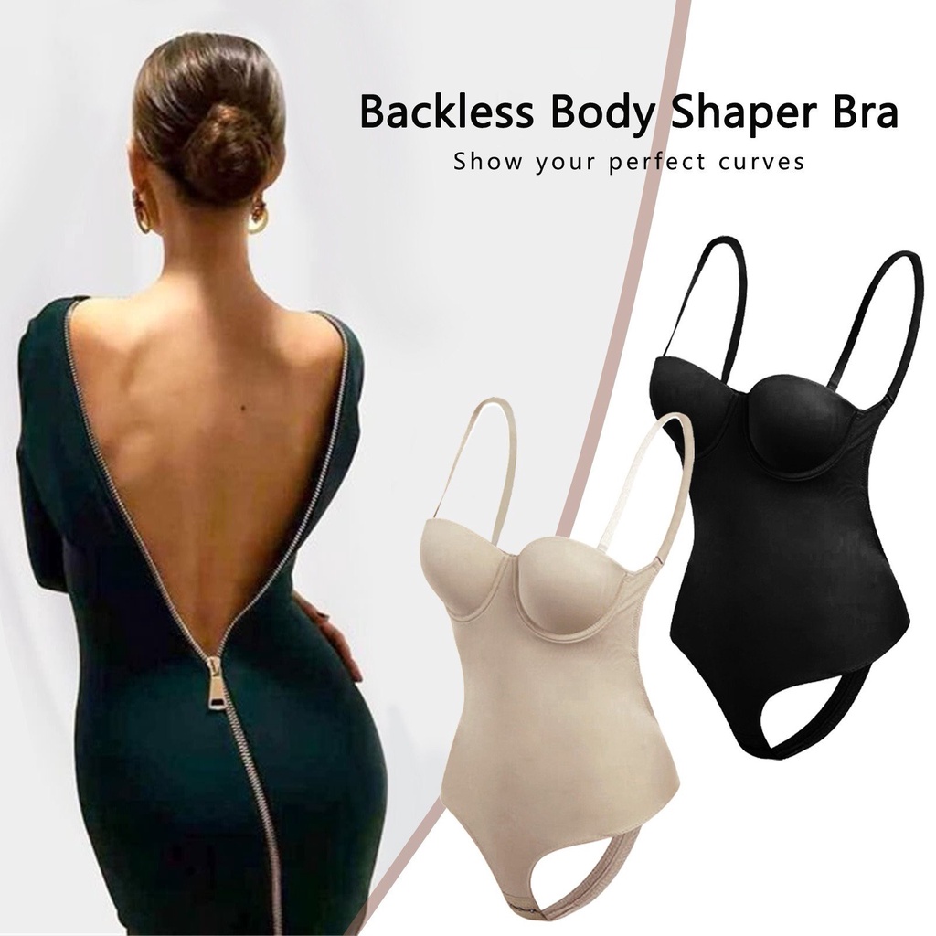 Halft Back Body Shaper Bra Bodysuits Seamless Thong Women's Deep V Neck 21113 Compression Garment Ho