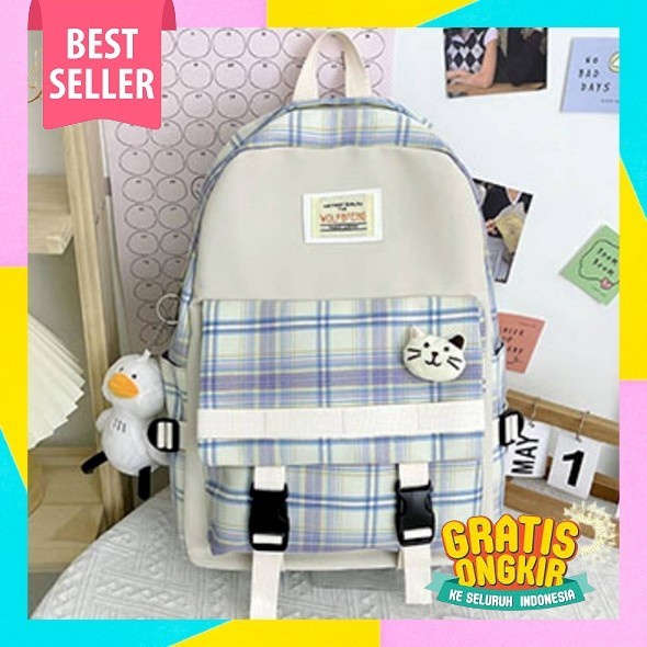 Tas Anak Perempuan Sekolah Ransel Style Korea Bt21 Bts Fashion Kids Backpack Original Pvj Model Terb