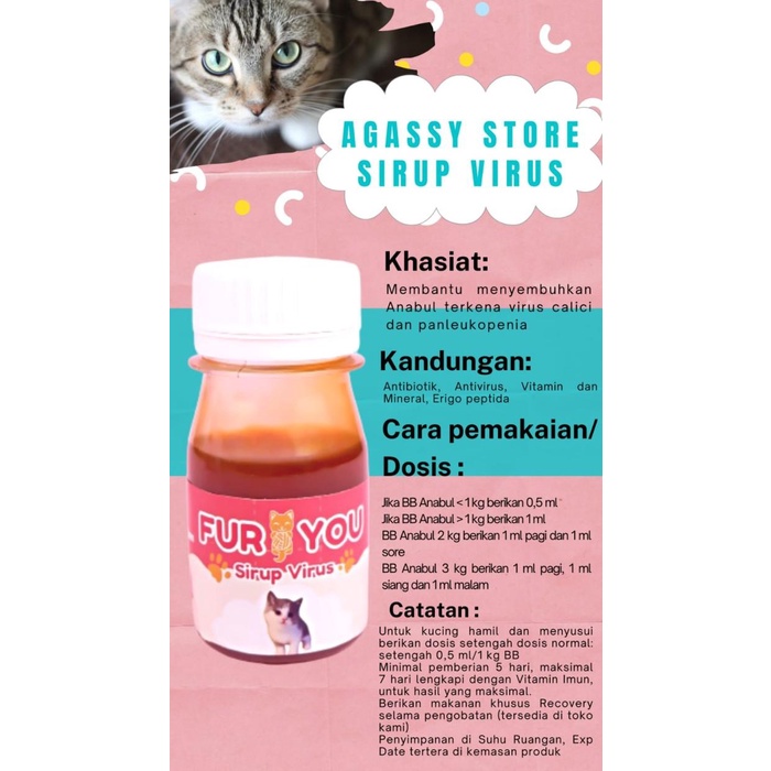 Terlaris Furyou Sirup Virus Kucing Obat Virus Panleu, Calici, Distamper, Fip