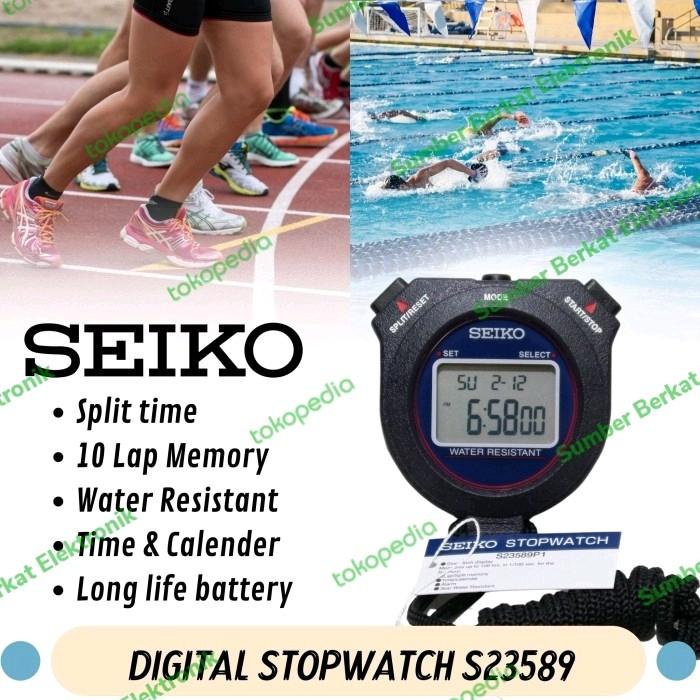Stopwatchku Pengukur Waktu Seiko S23589 Stopwatch Seiko S23589 Hitam Asli