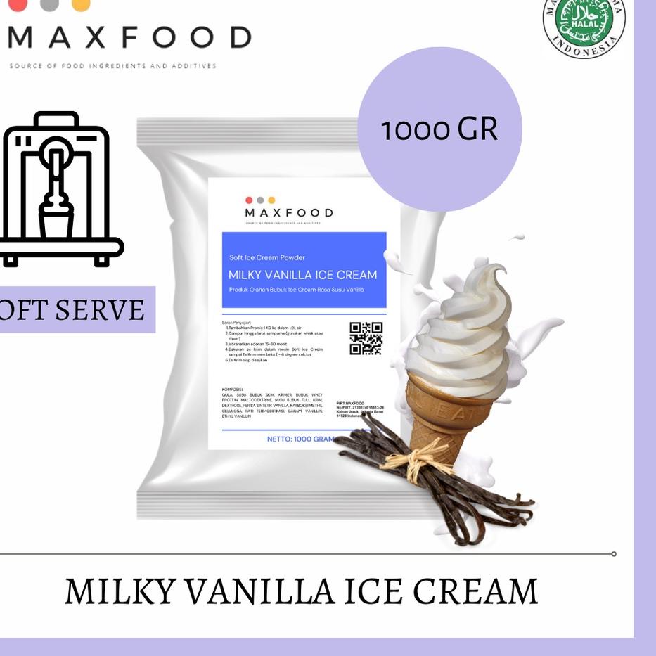 

Termurah | FG2 | MAXFOOD - Soft Milky Vanilla Ice Cream / Bubuk Es Krim Rasa Milky Vanilla 1 Kg