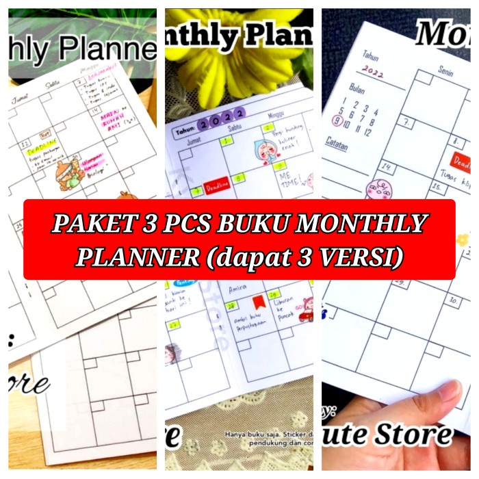 

TERMURAH Paket 3 Buku Monthly Planner Kyoute A5 Versi 1-3 Schedule Agenda Book /BUKU TULIS