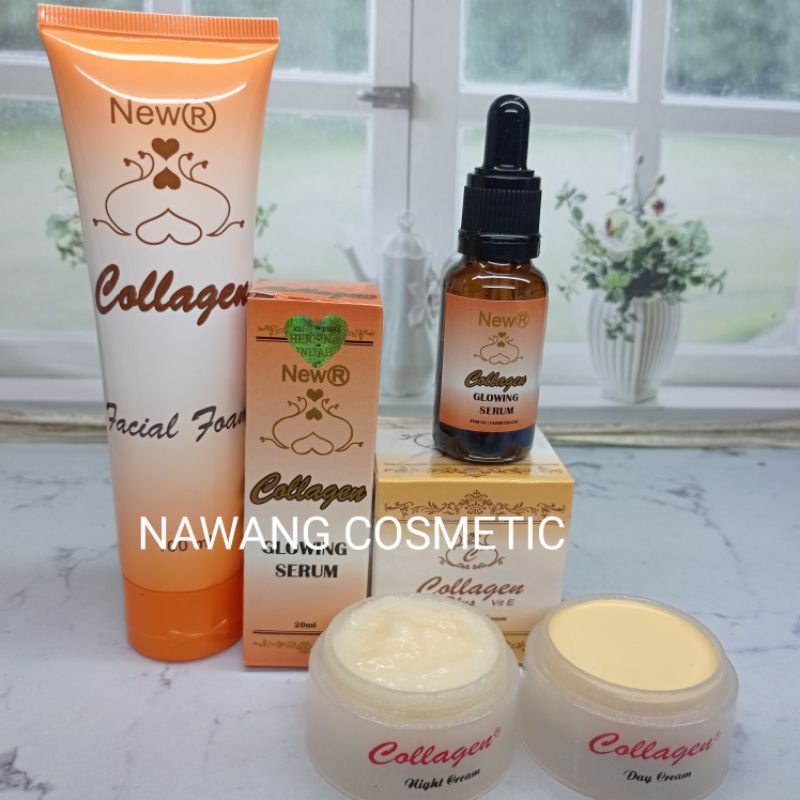 PAKET 4IN1 FF SERUM COLLAGEN NEW R // FACIAL FOAM COLLAGEN, SERUM GLOWING, CREAM SIANG MALAM