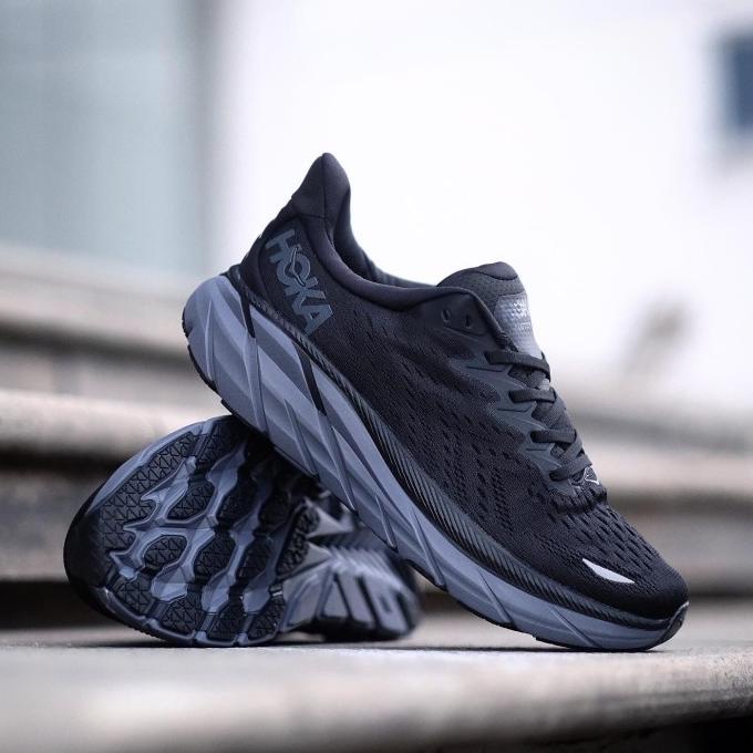Big Sale Sepatu Running Original Hoka Clifton 8 Black Grey Limited Edition