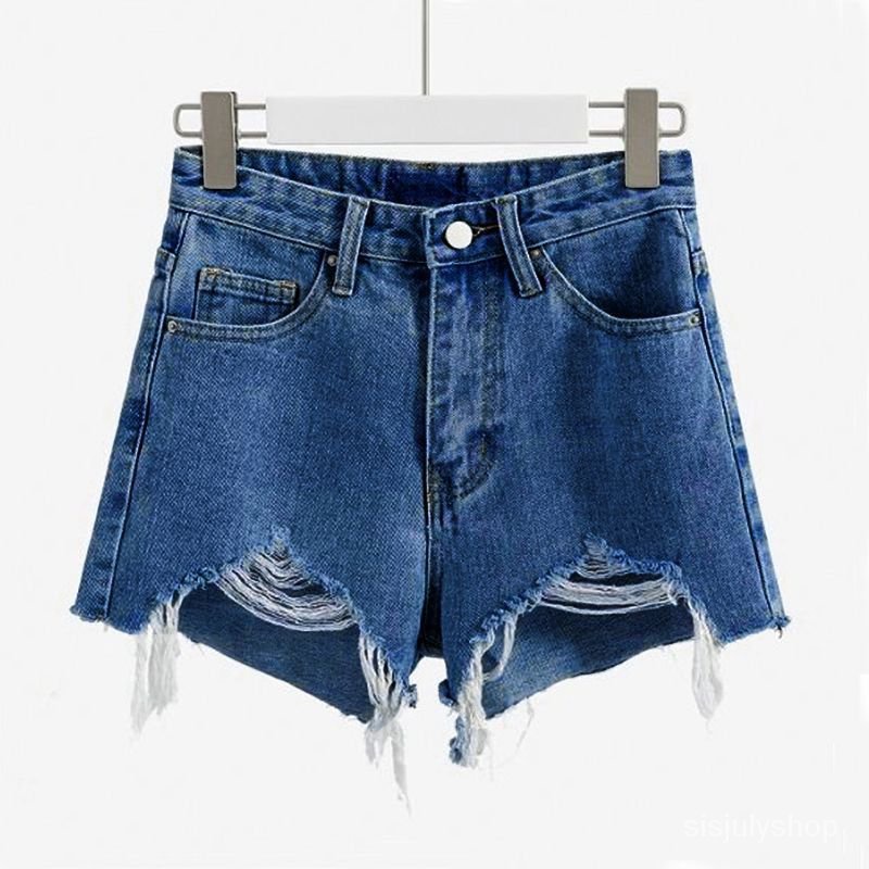 [✅BISA COD] #Sisjuly# Celana pendek denim robek wanita / celana pendek denim kurus pinggang tinggi /