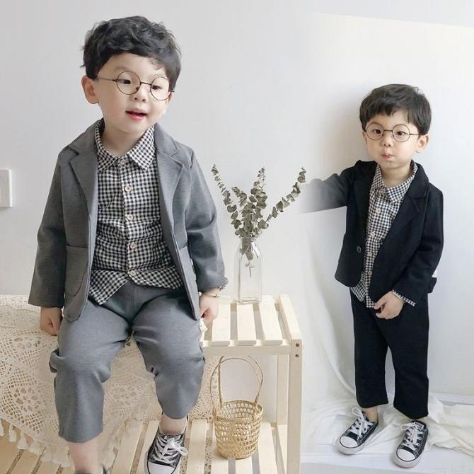 setelan jas anak laki / blazer anak laki import 3 in 1 impor ala korea