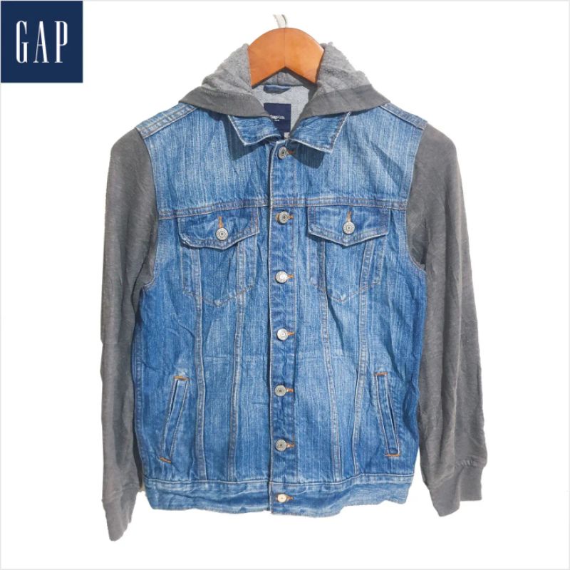 GAP KIDS Trucker Denim Jacket with Hoodie and Flece Sleve | Jaket Jeans GAP
