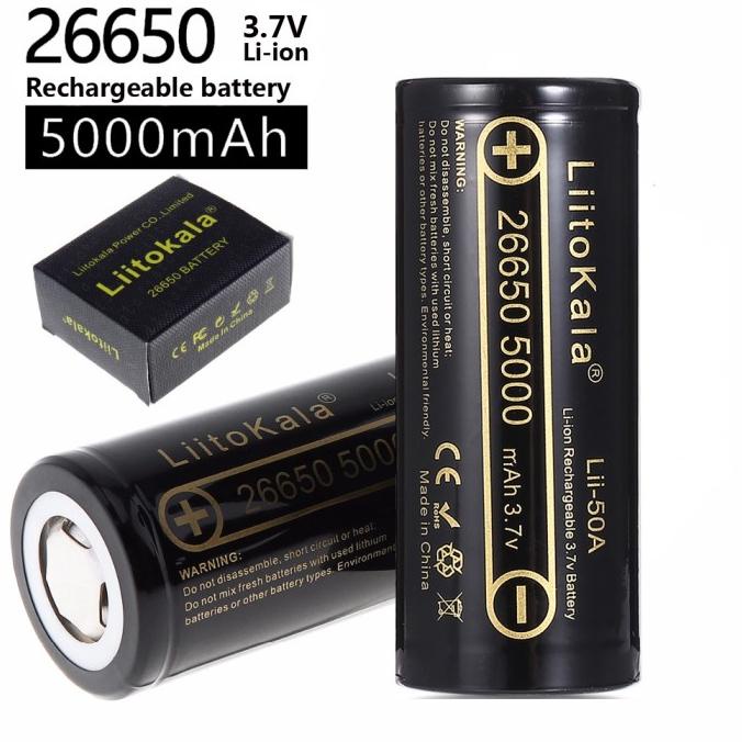 Liitokala Lii-50A 26650 5000Mah Authentic Li-Ion Rechargeable Battery