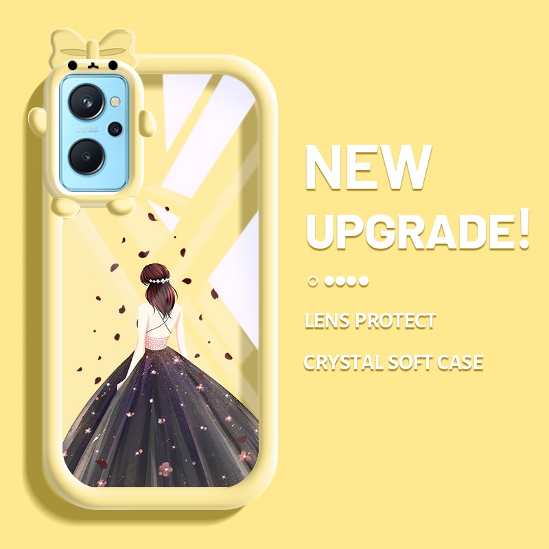Casing Ponsel untuk Realme 9i 7i C17 OPPO A36 A76 A96 K10 Casing pelindung kamera Monster imut pola 