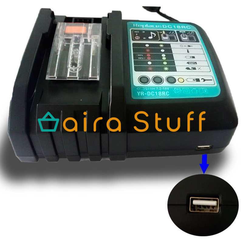 Charger Makita 18V Lithium Ion USB Port EU Plug for DC18RC BL1830 - AairaStuff